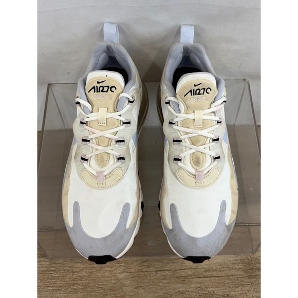 Nike Air Max 270 React Women's Shoes CT1287 100 White Light Blue Cream Size 7 - Picture 3 of 10